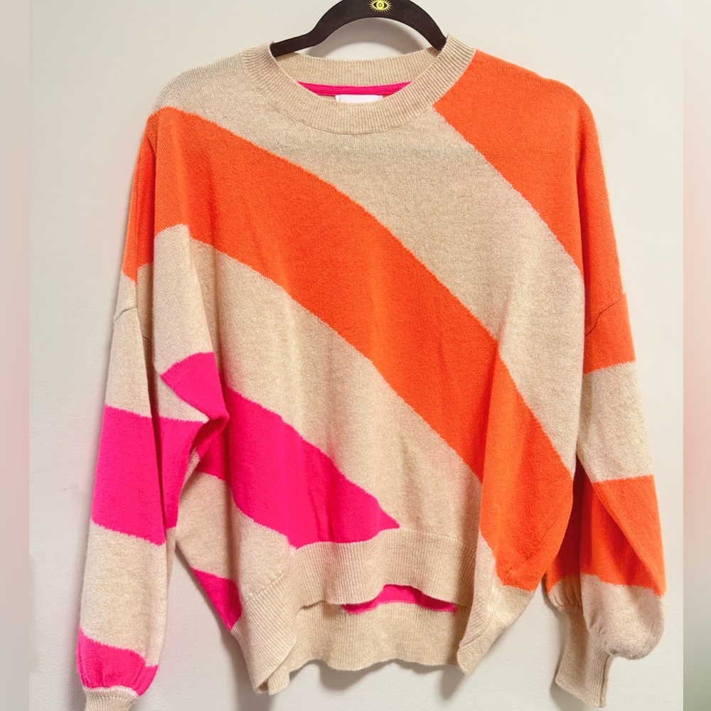 Brodie Cashmere Striped Pullover Sweater Sz S